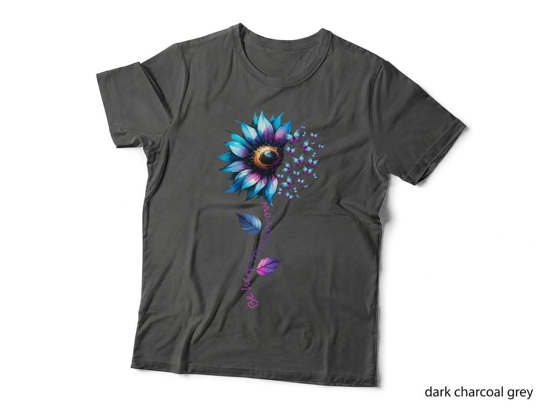 Be Here Tomorrow Suicide Awareness T-Shirt, Vibrant Flower with Butterflies