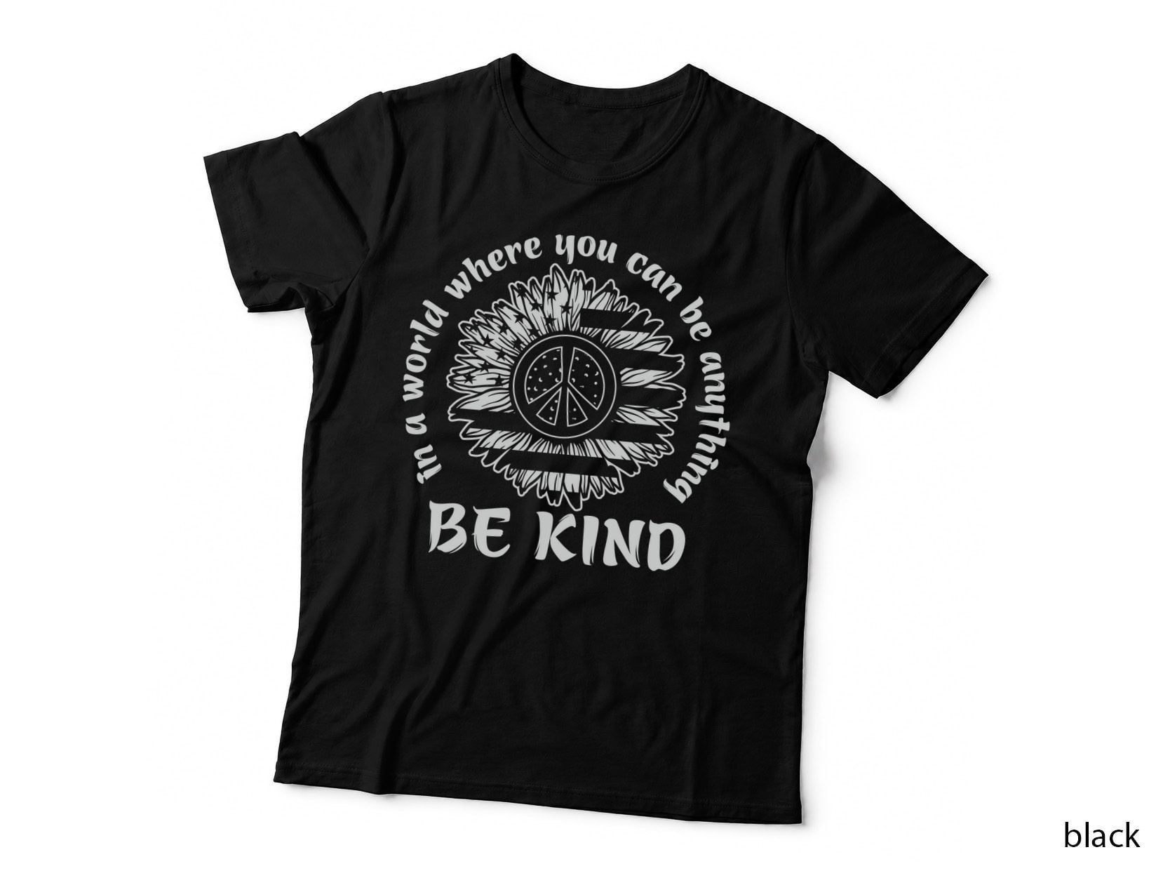 Be Kind Autism T-Shirt, Sunflower Peace Symbol Graphic Tee, Autism Design Shirt