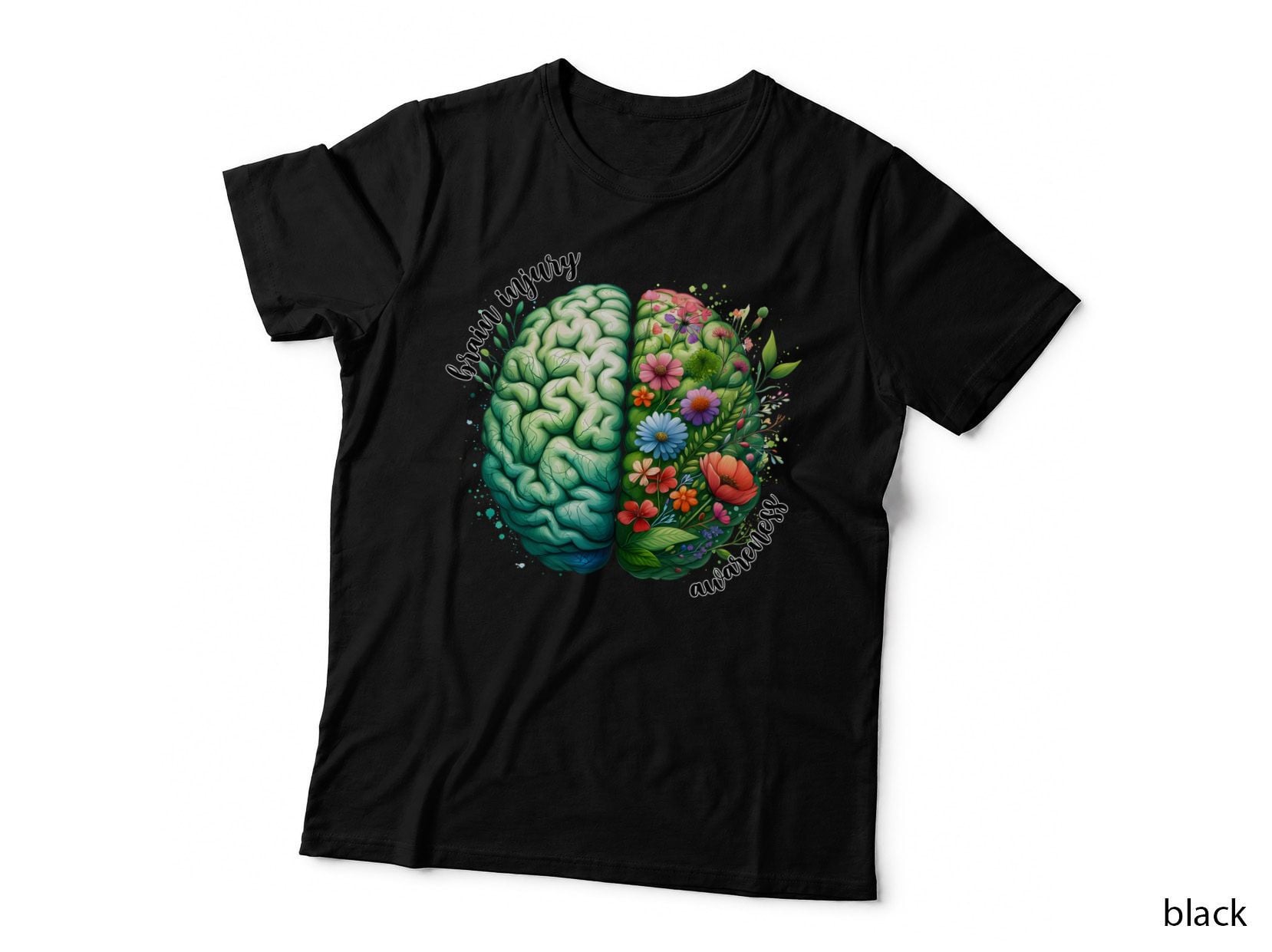Brain Injury Awareness Mental Health T-Shirt, Brain Injury Awareness Floral