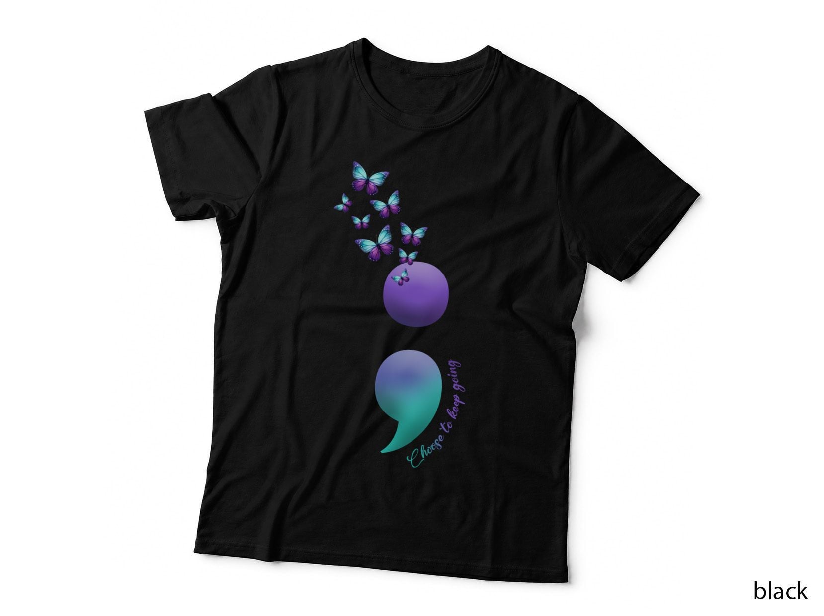 Choose to Keep Going Suicide Awareness T-Shirt, Purple Sphere with Butterflies
