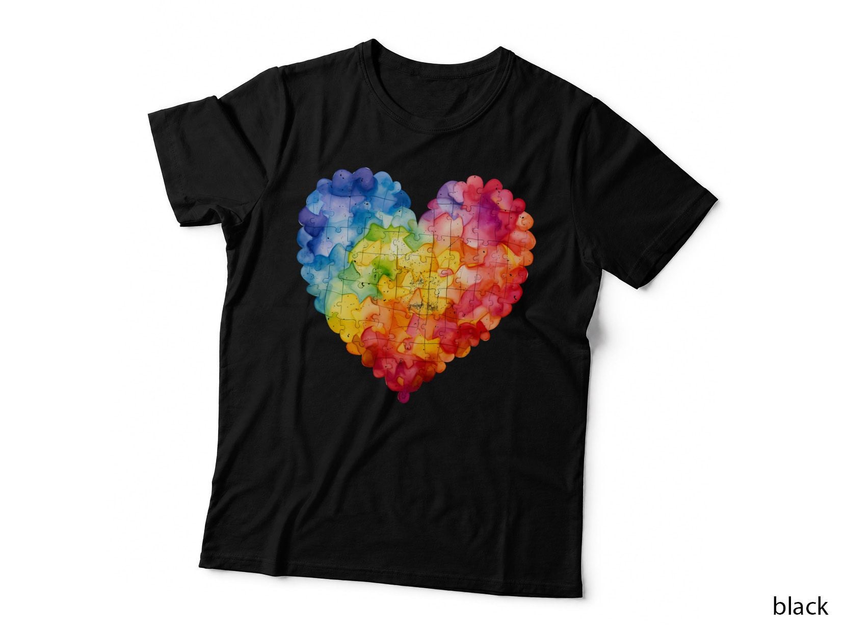 Colorful Puzzle Heart Autism T-Shirt, Autism Graphic Tee, Autism Lover Shirt