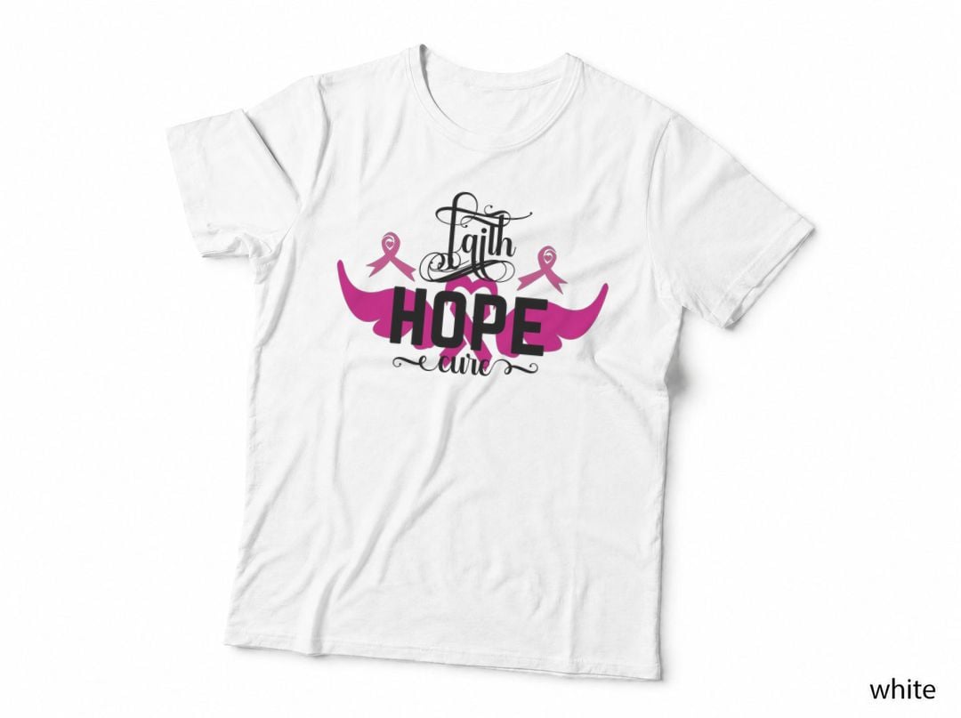 Faith Hope Cure Breast Cancer T-Shirt, Breast Cancer Awareness Ribbon Graphic