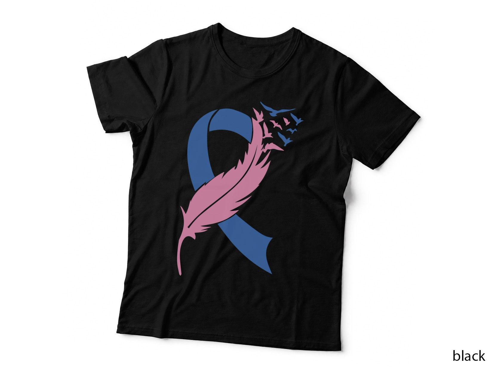 Feather Ribbon Birds Flight Breast Cancer T-Shirt, Breast Cancer Graphic Tee