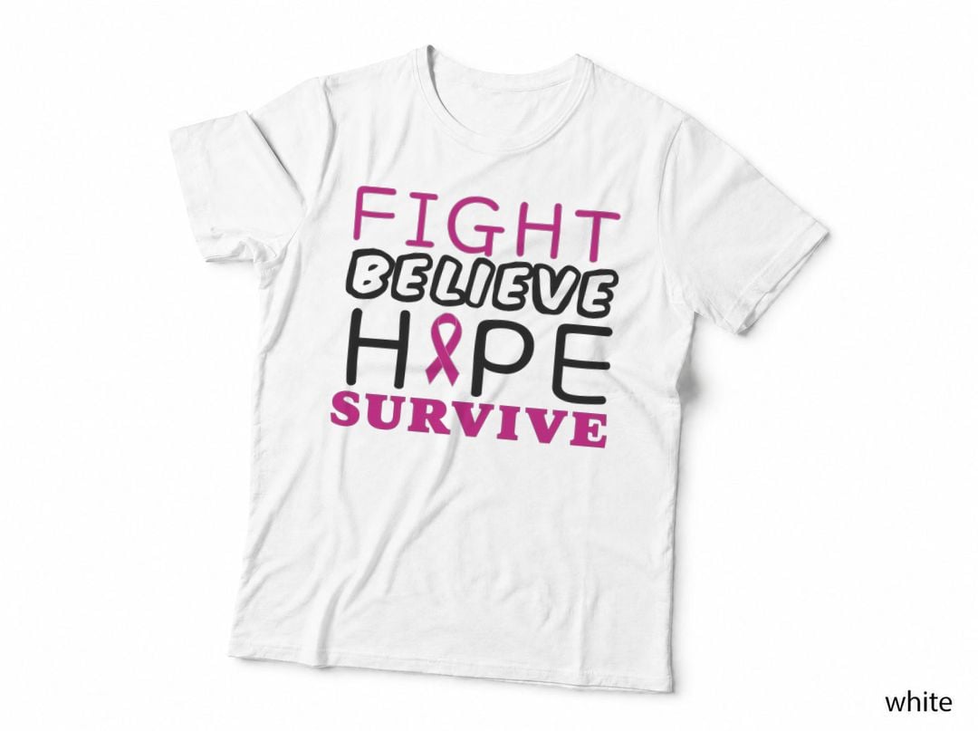 Fight Believe Hope Survive Breast Cancer Design T-Shirt