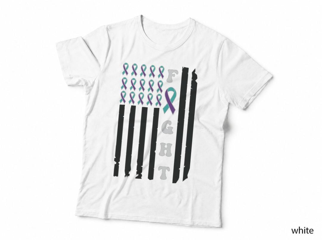 Fight Suicide Awareness T-Shirt, Awareness Ribbons on Flag Graphic Tee