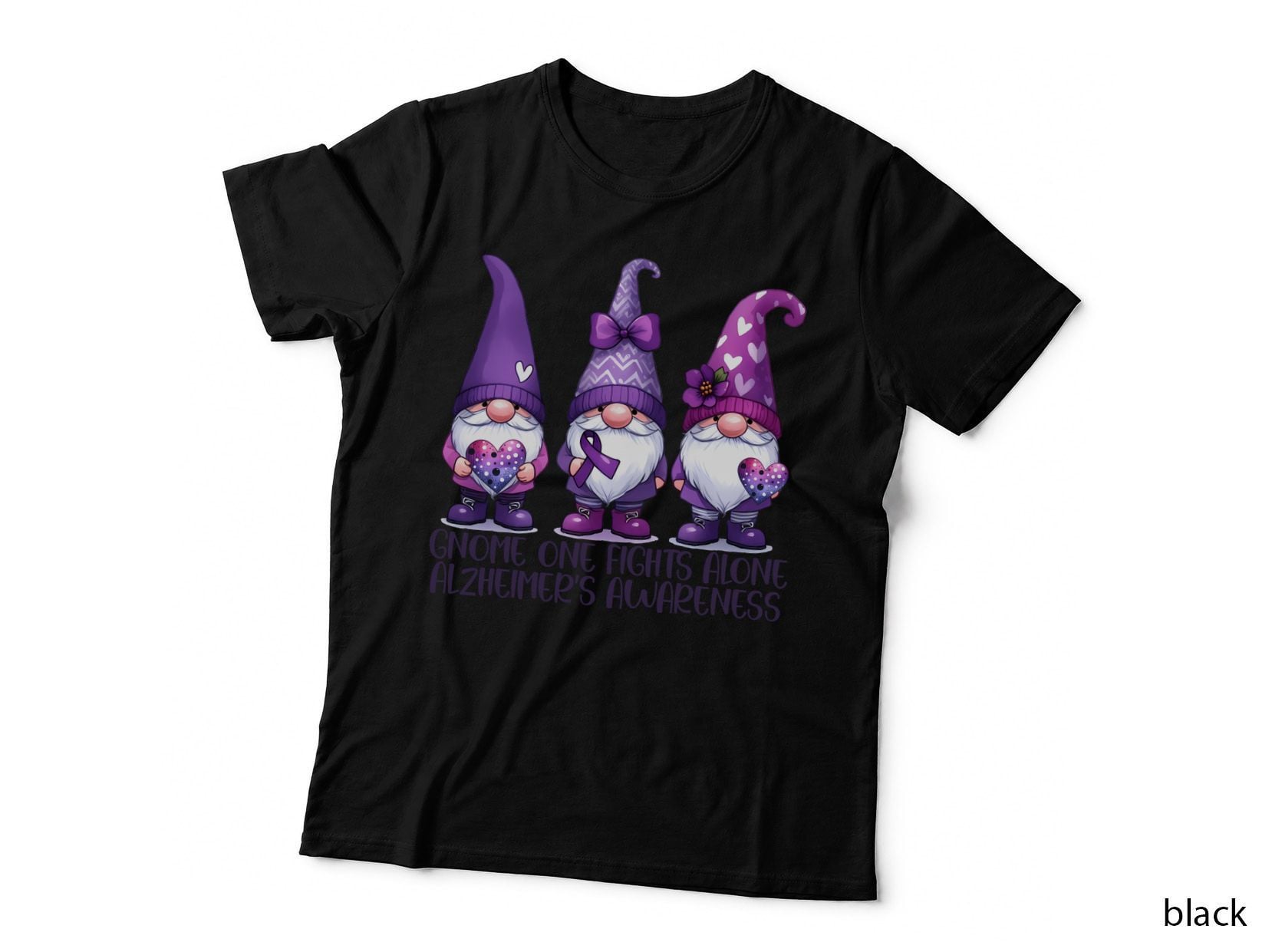 Gnome One Fights Alone Alzheimer's Awareness Alzheimers Awareness T-Shirt