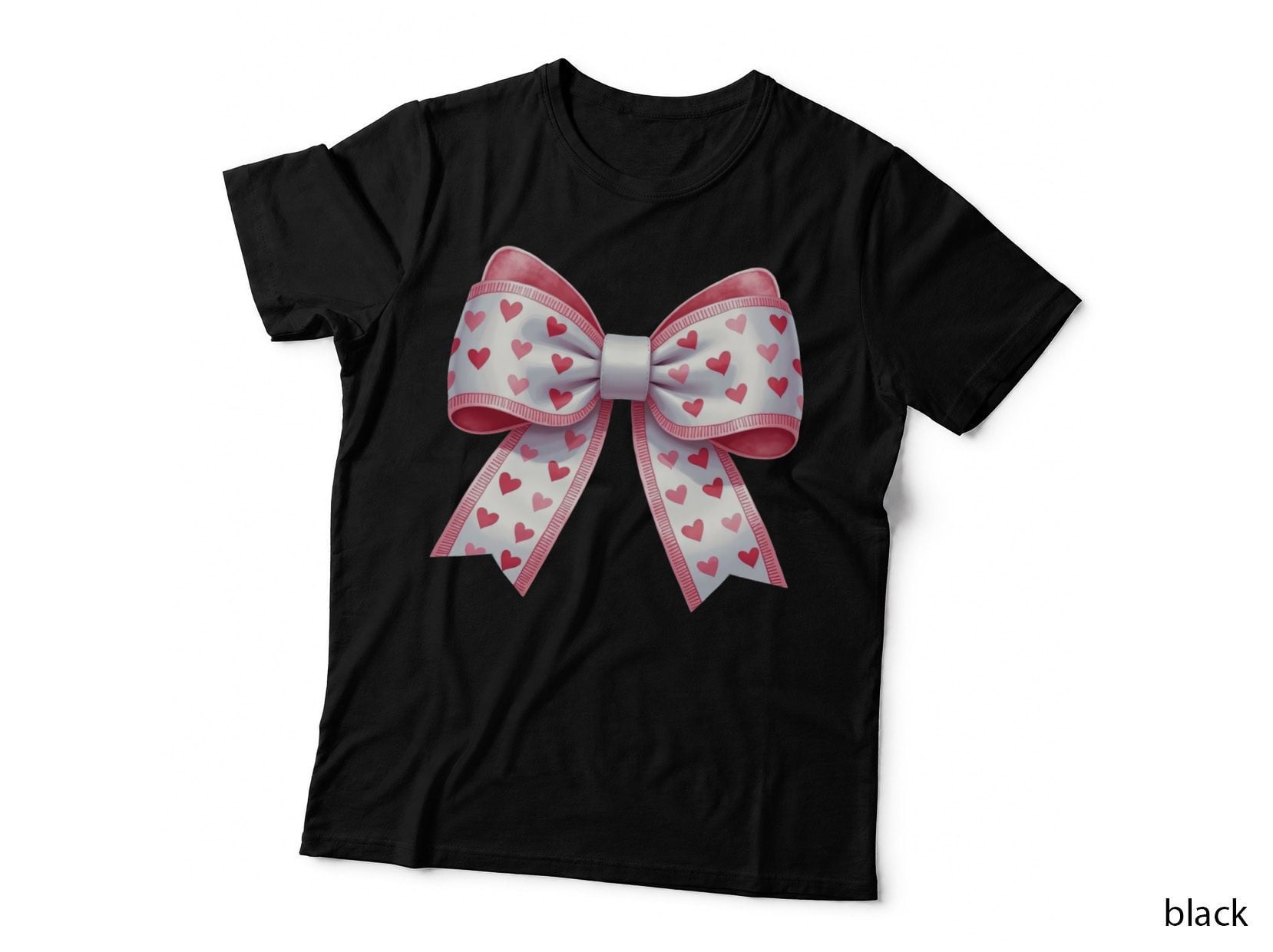 Heart Ribbons Pink White Ribbon Bow Design T-Shirt