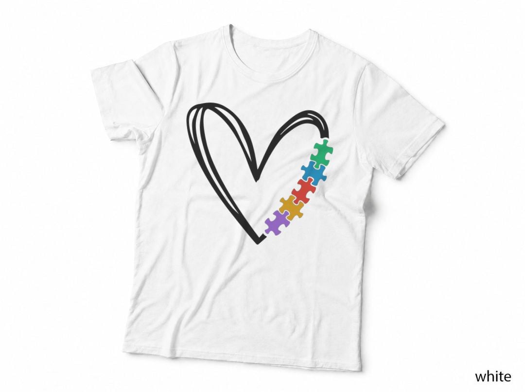 Heart with Puzzle Pieces Autism T-Shirt, Autism Graphic Tee, Autism Lover Shirt
