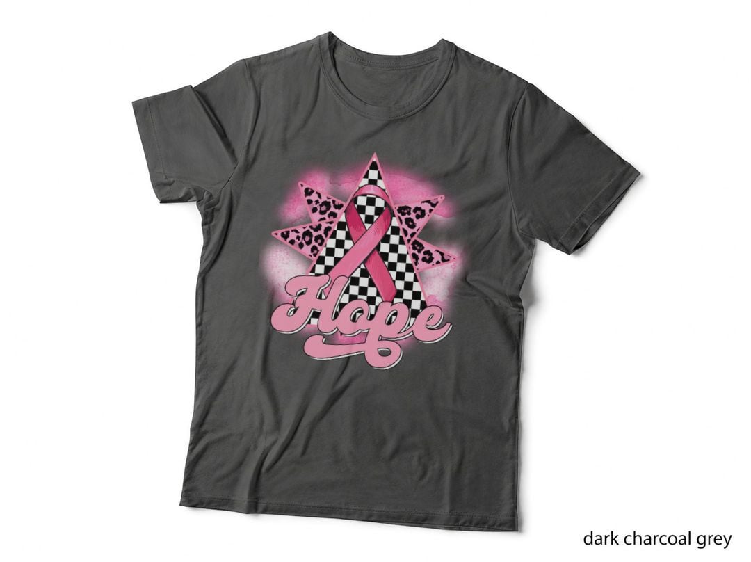 Hope Breast Cancer T-Shirt, Pink Ribbon Star Breast Cancer Graphic Tee