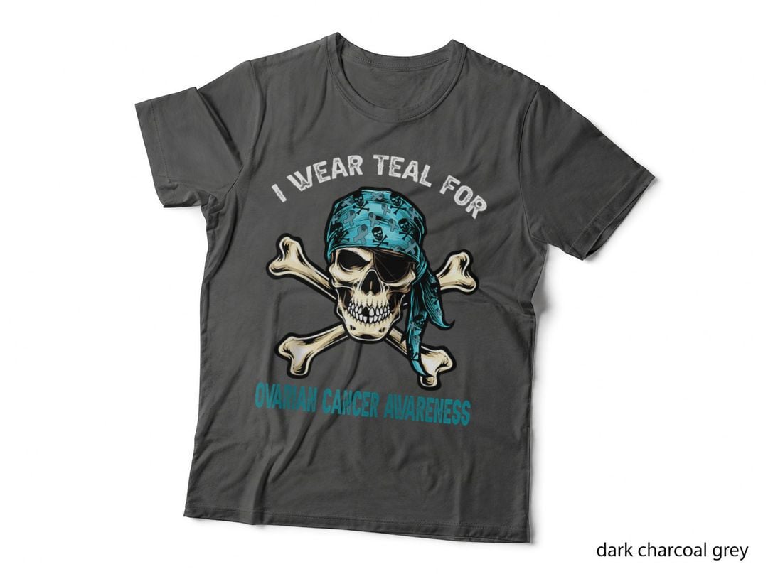 I Wear Teal for Ovarian Cancer Awreness Pirate Lovers T-Shirt