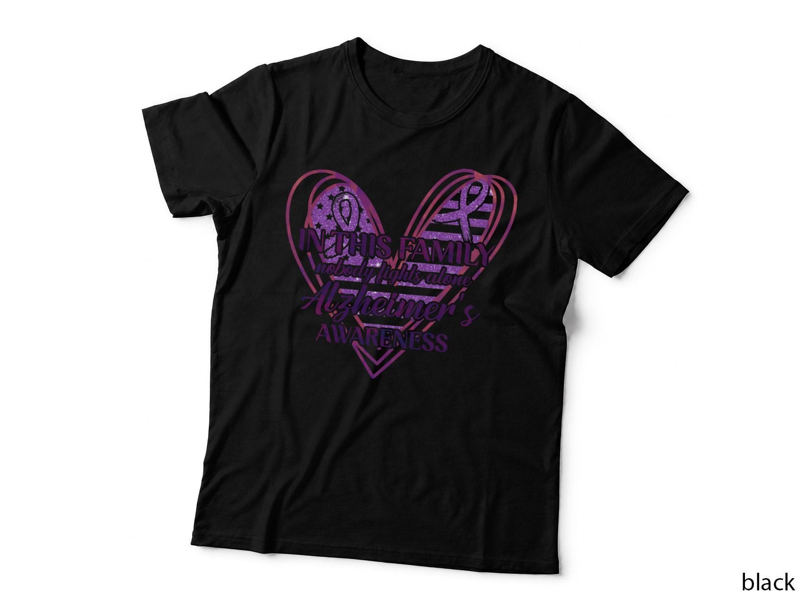 In This Family Nobody Fights Alone Alzheimer's Awareness Alzheimers T-Shirt