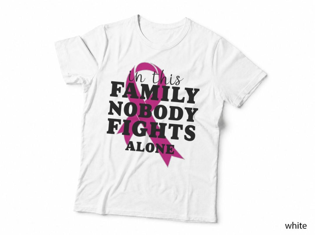 In This Family Nobody Fights Alone Breast Cancer T-Shirt