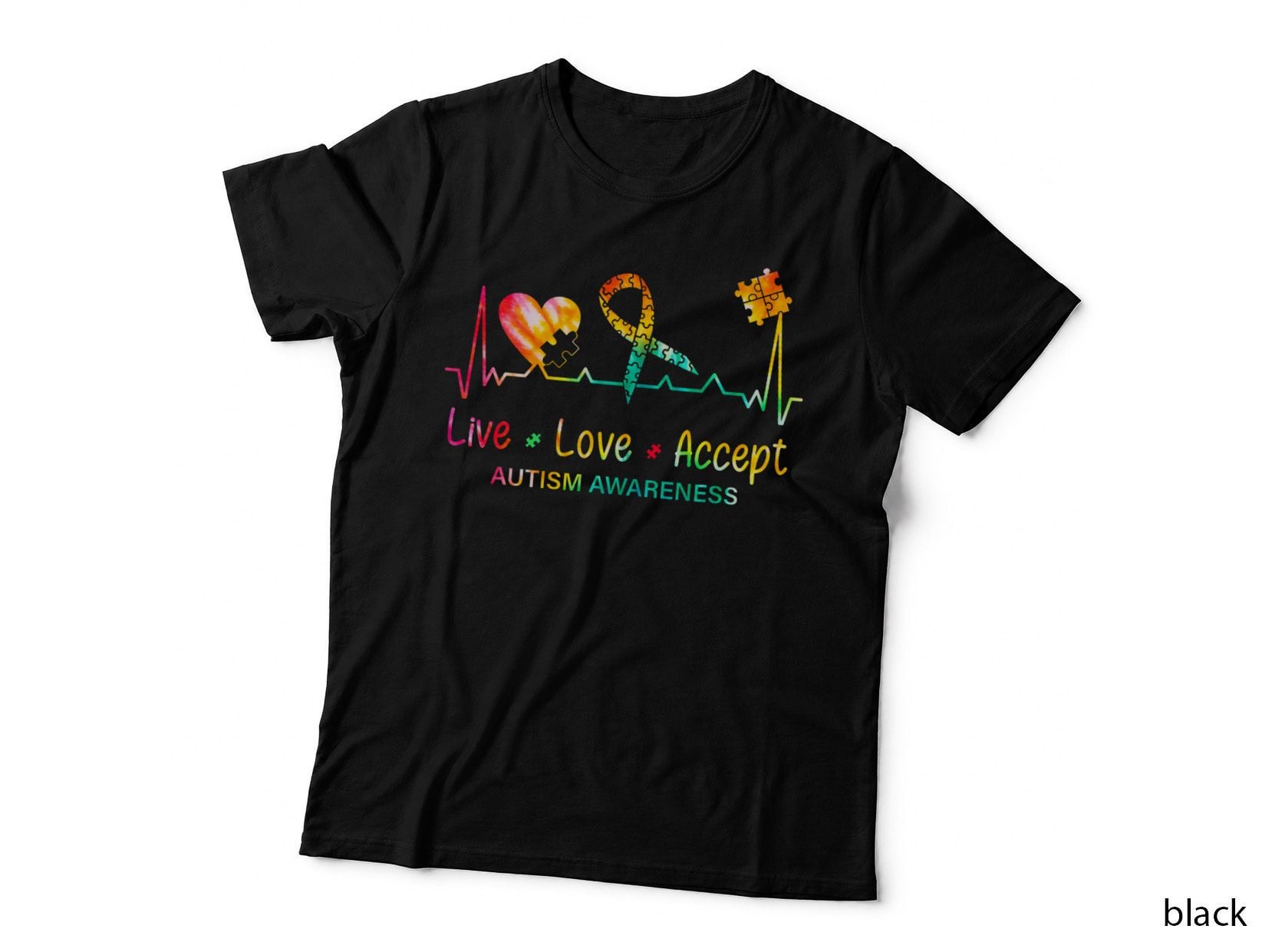 Live Love Accept Autism Month Tie Dye Men Women Kids T-Shirt