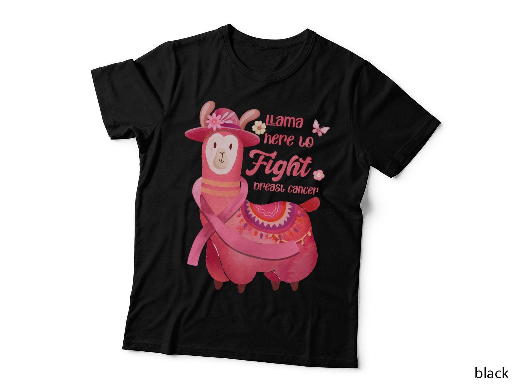 Llama Here to Fight Breast Cancer Breast Cancer T-Shirt