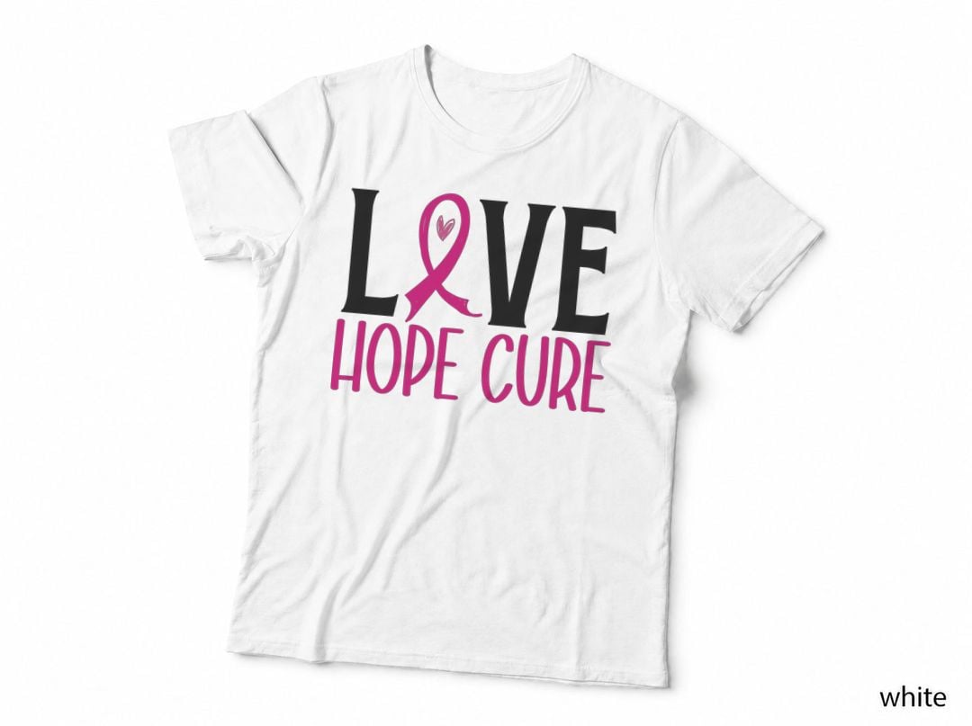 Love Hope Cure Breast Cancer T-Shirt, Breast Cancer Awareness Ribbon Graphic