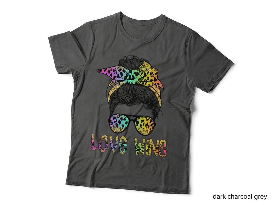 Love Wins Messy Bun Rainbow LGBT Gay Pride LGBT Awareness T-Shirt