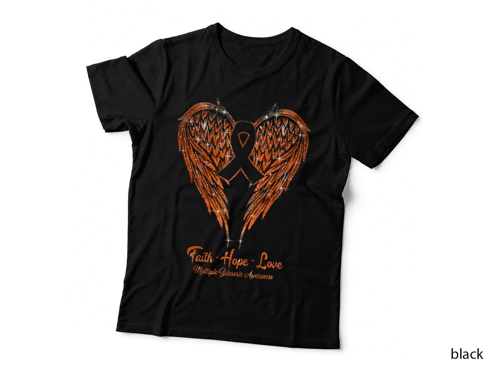MS Faith Hope Love Wings Orange Multiple Sclerosis Awareness T-Shirt