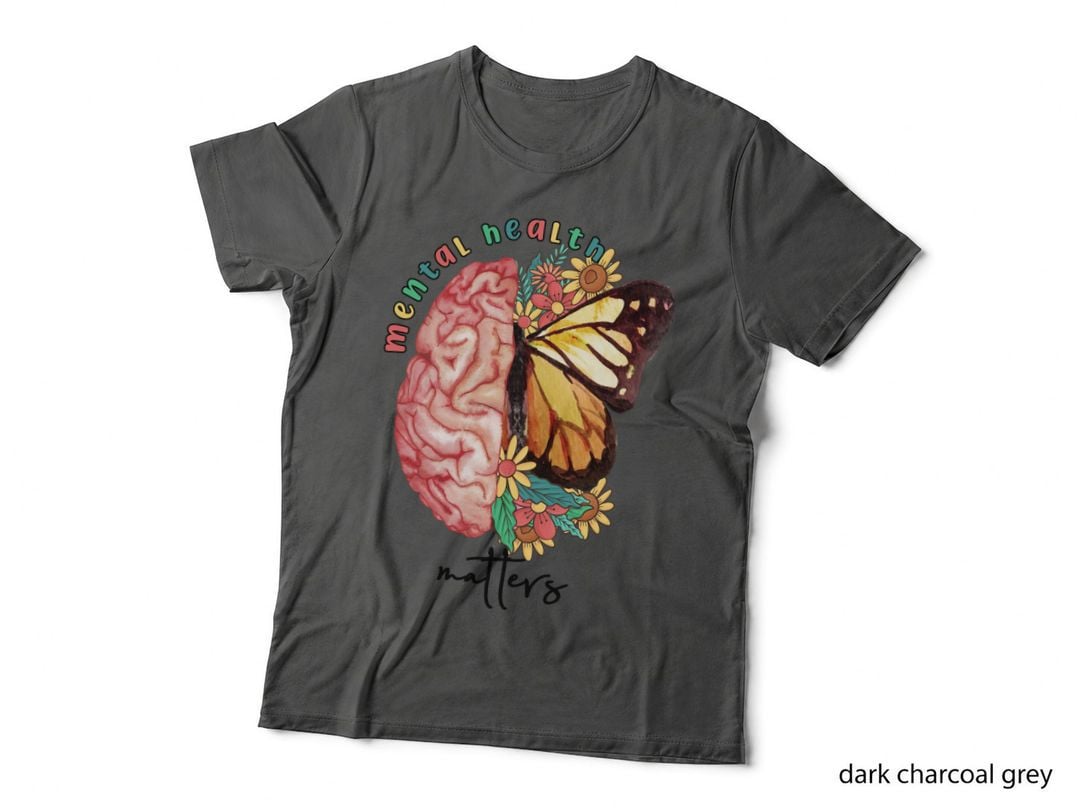 Mental Health Matters Mental Health T-Shirt, Brain Butterfly Floral Art Graphic
