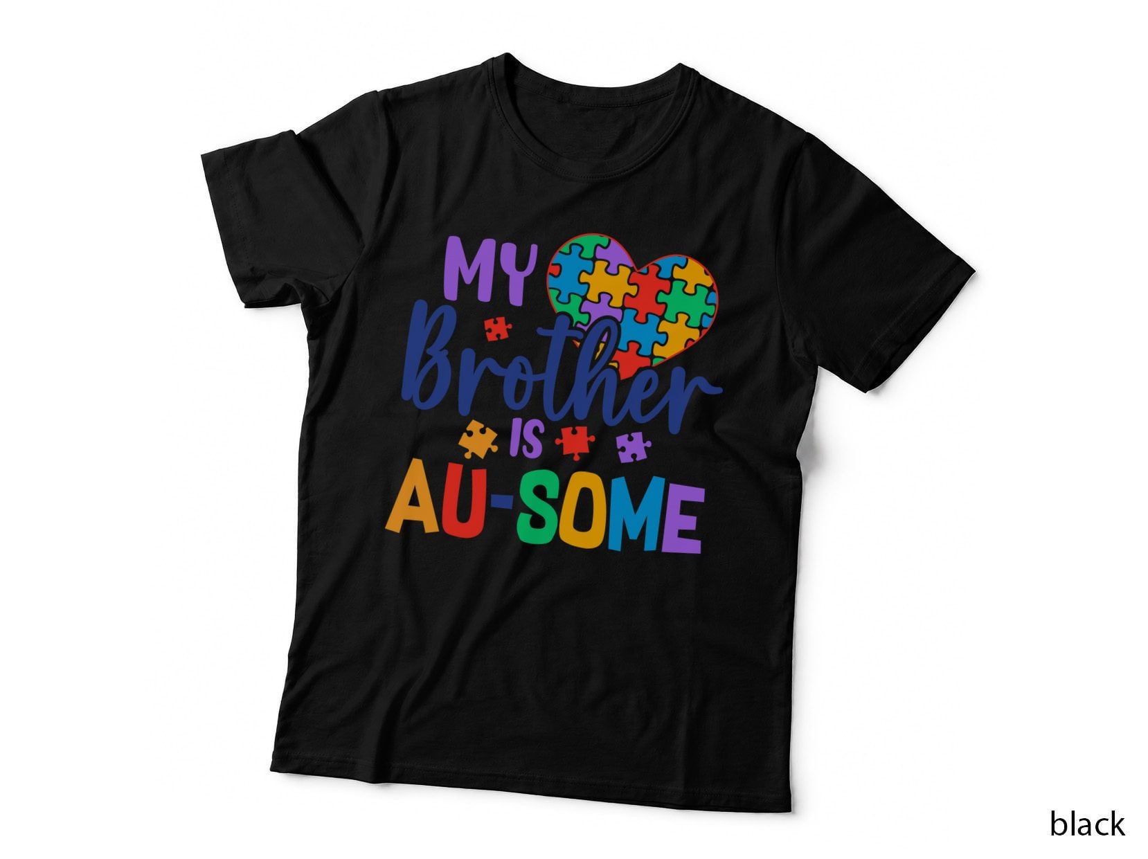 My Brother Is Au-Some Autism T-Shirt, Puzzle Heart Autism Awareness Graphic Tee
