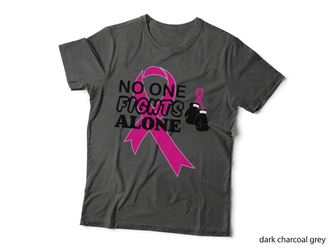 No One Fights Alone Breast Cancer T-Shirt, Breast Cancer Awareness Ribbon