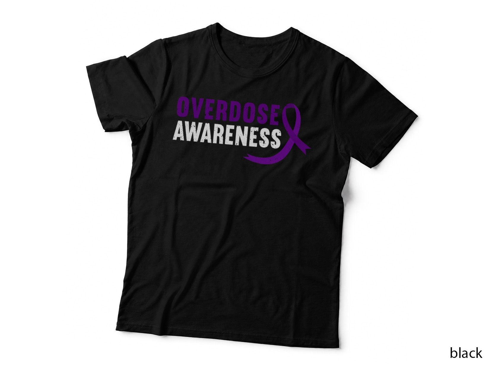Overdose Awareness Purple Ribbon Drug Addiction Recovery T-Shirt