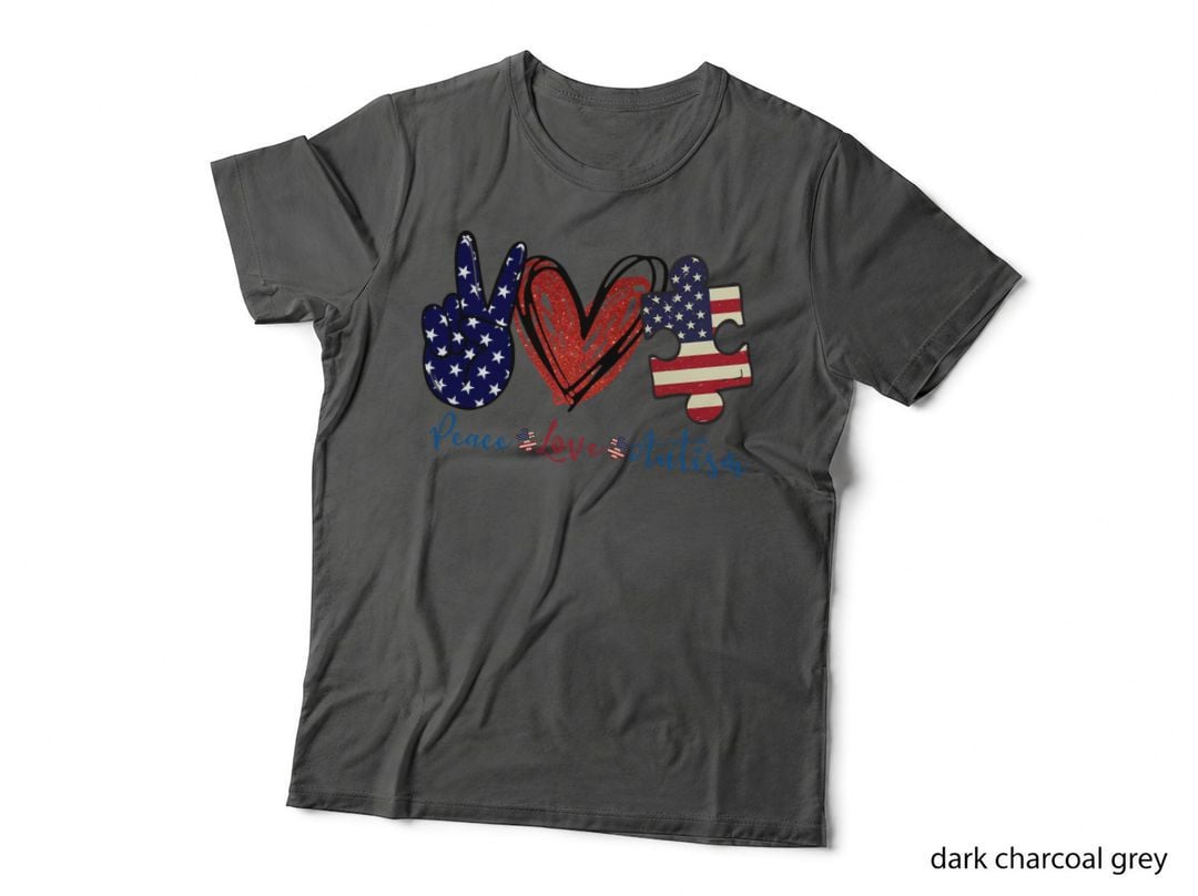 Peace Love Autism Shirt, Inspirational, Empowerment, Bold Colors, Gift T-Shirt