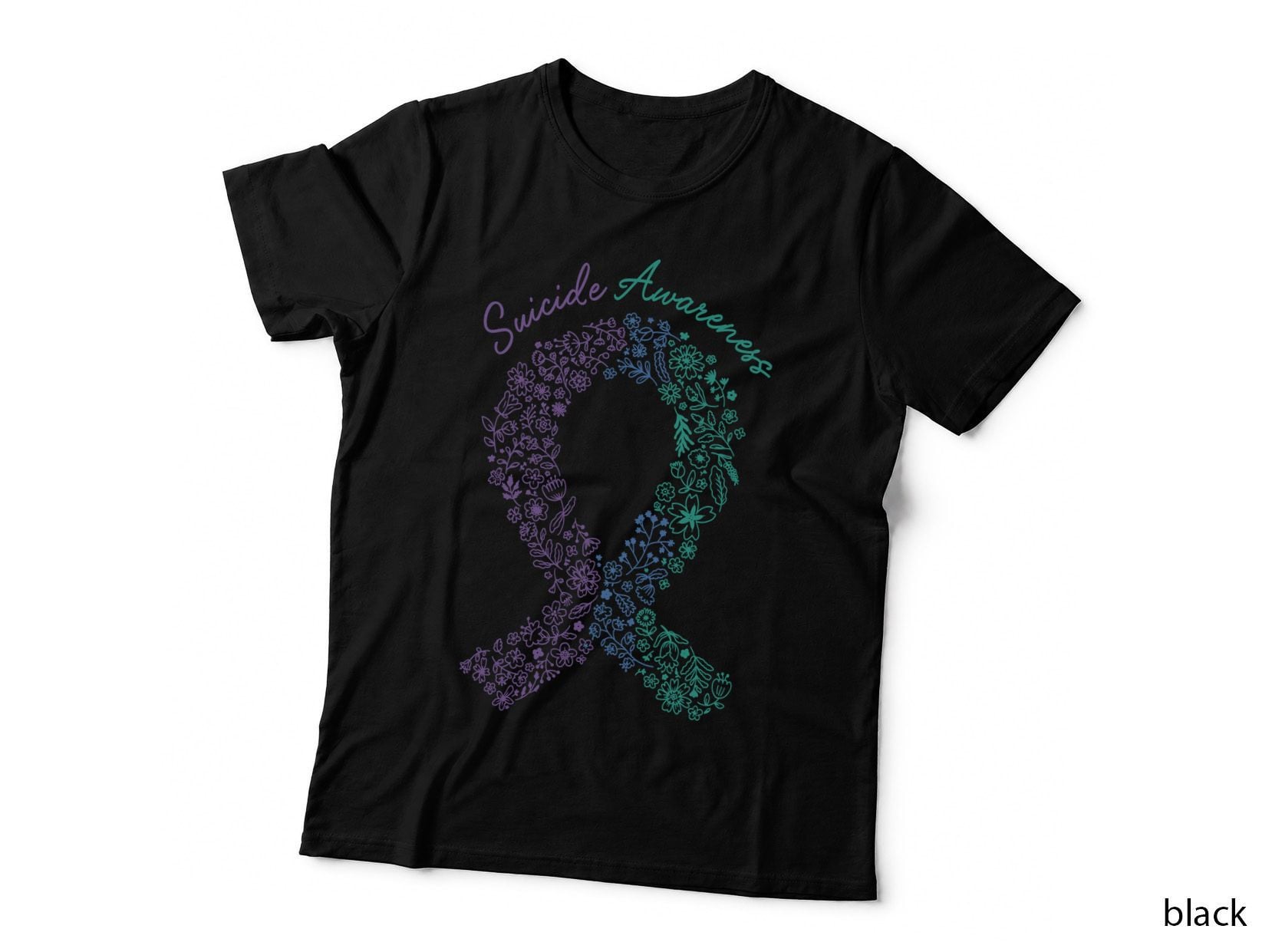 Suicide Awareness Suicide Awareness T-Shirt, Floral Gun Silhouette Graphic Tee