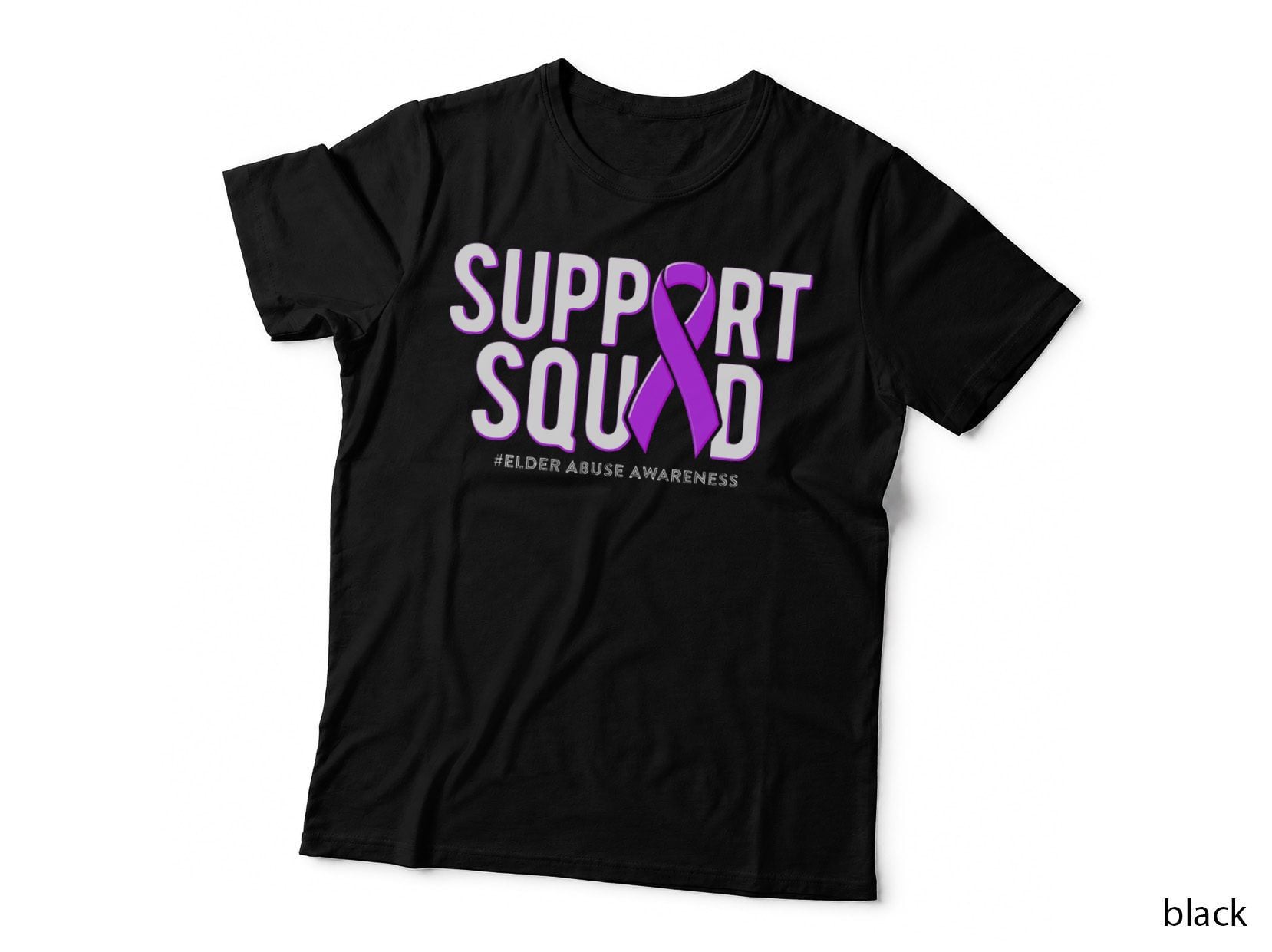 Support Squad Elder Abuse Awareness Purple Ribbon T-Shirt
