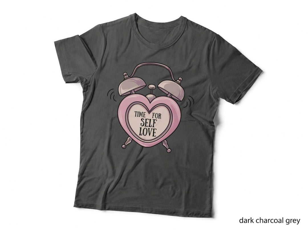 Time for Self Love Mental Health T-Shirt, Heart-Shaped Alarm Clock Ringing