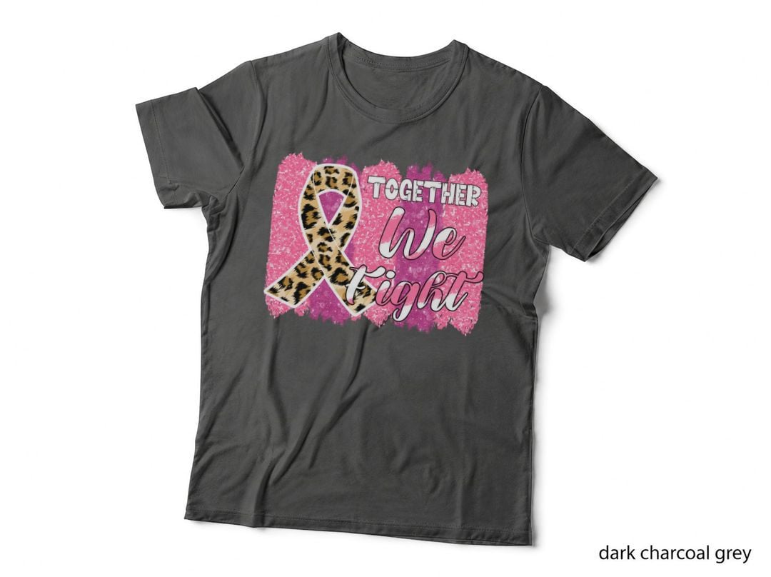 Together We Fight Breast Cancer T-Shirt, Pink Glitter Background with Graphic