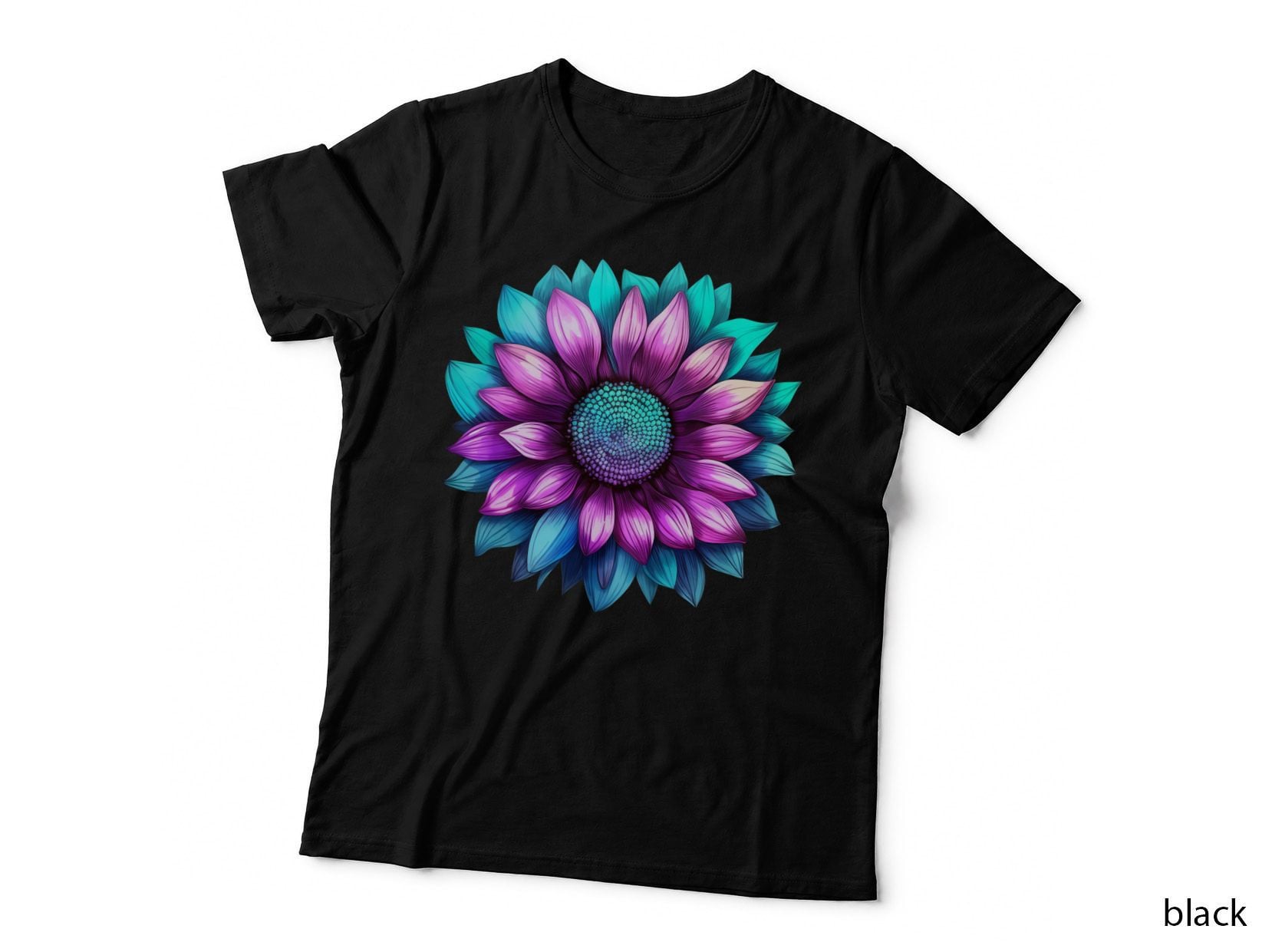 Vibrant Floral Burst with Teal and Purple Hues Suicide Awareness T-Shirt