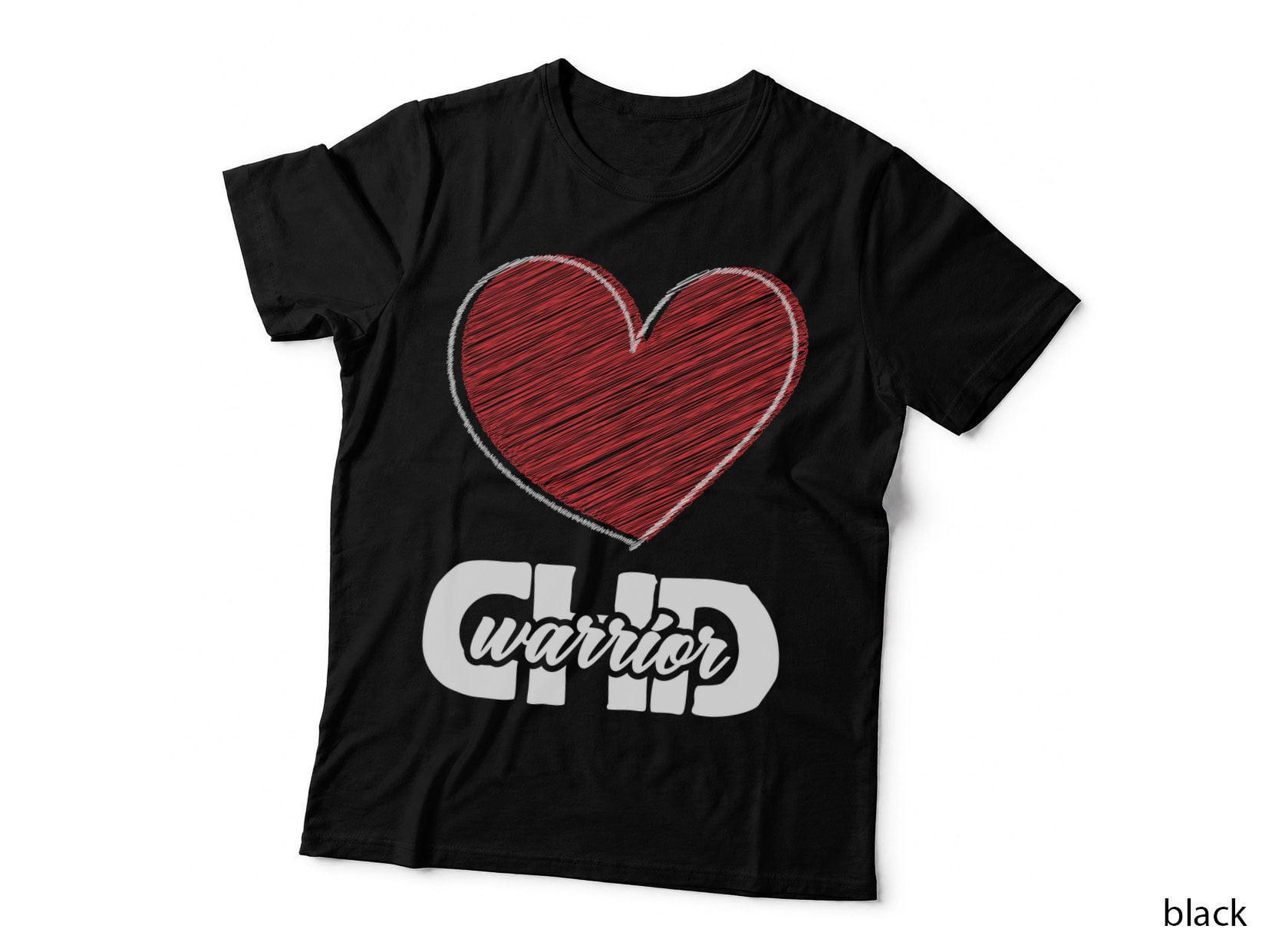 Warrior Heart Disease Awareness T-Shirt, Heart Sketch on Gray Background