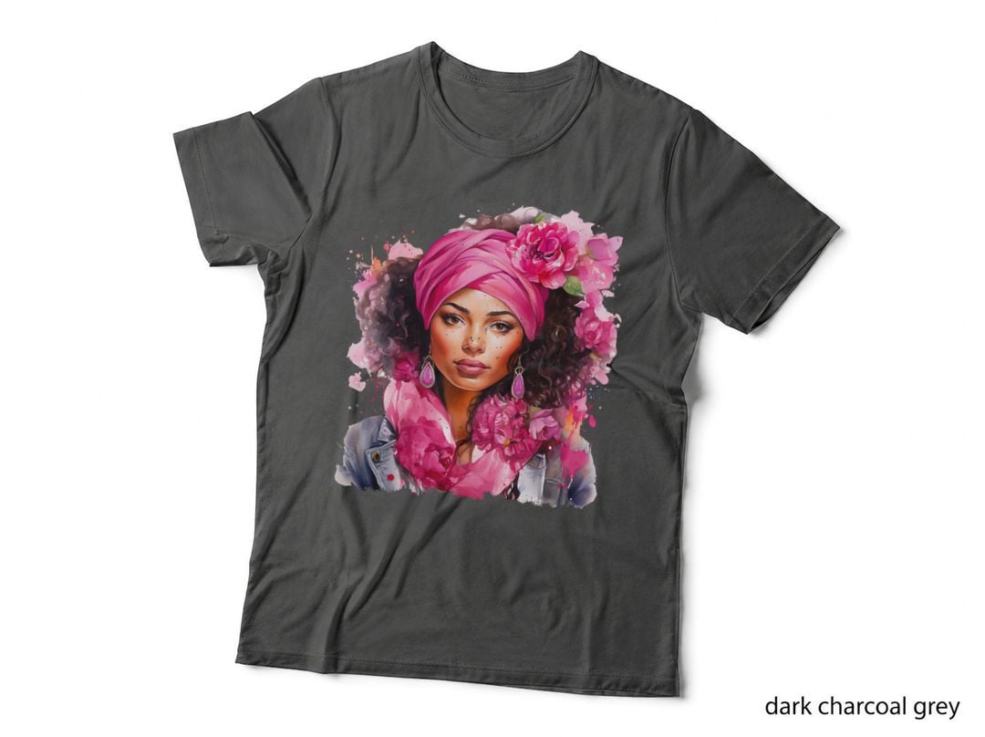 Woman in Pink Floral Attire Breast Cancer T-Shirt, Breast Cancer Graphic Tee