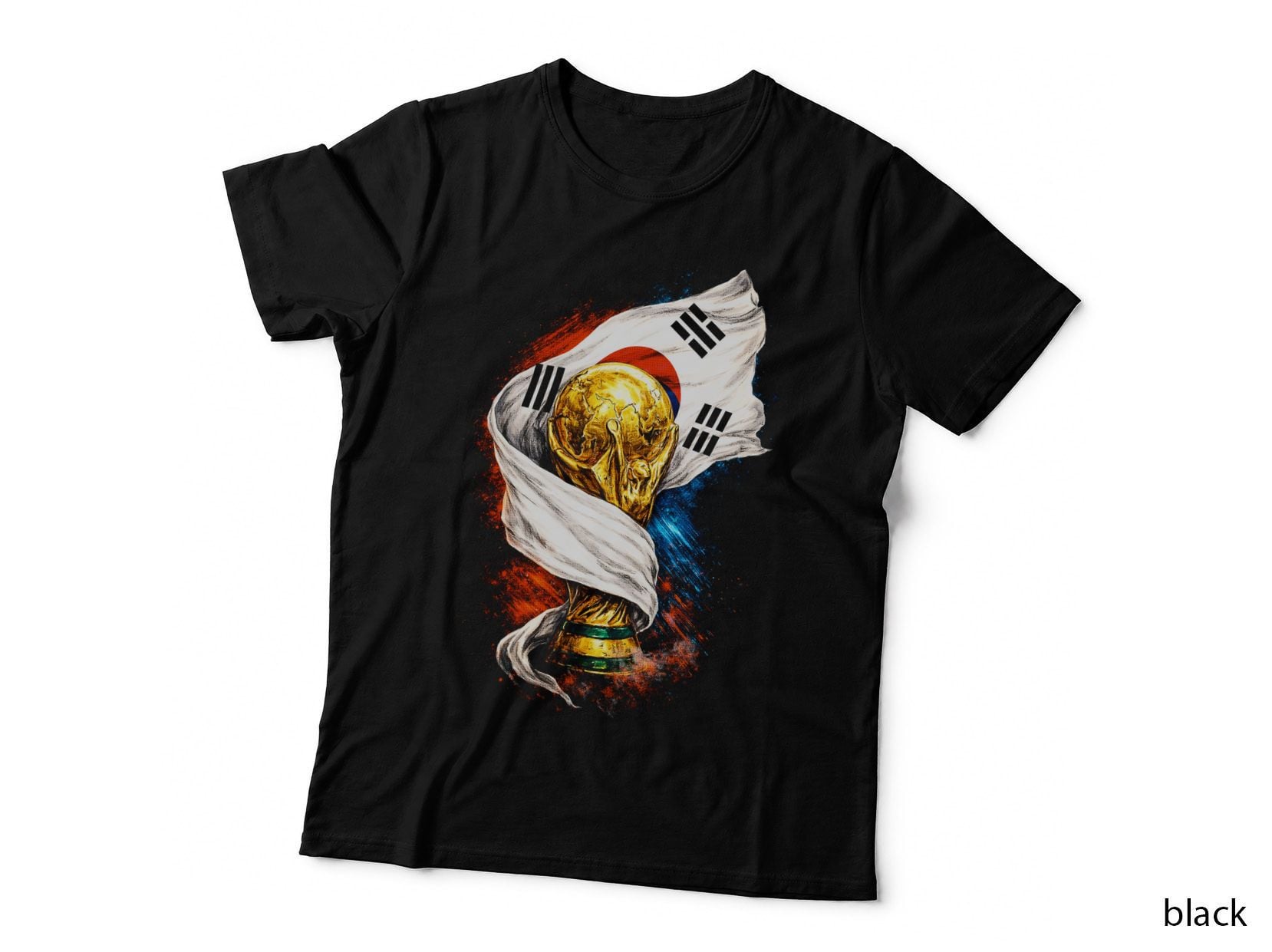 World Cup Trophy South Korea Flag White Ribbon Red Blue Taegeuk Symbol T-Shirt