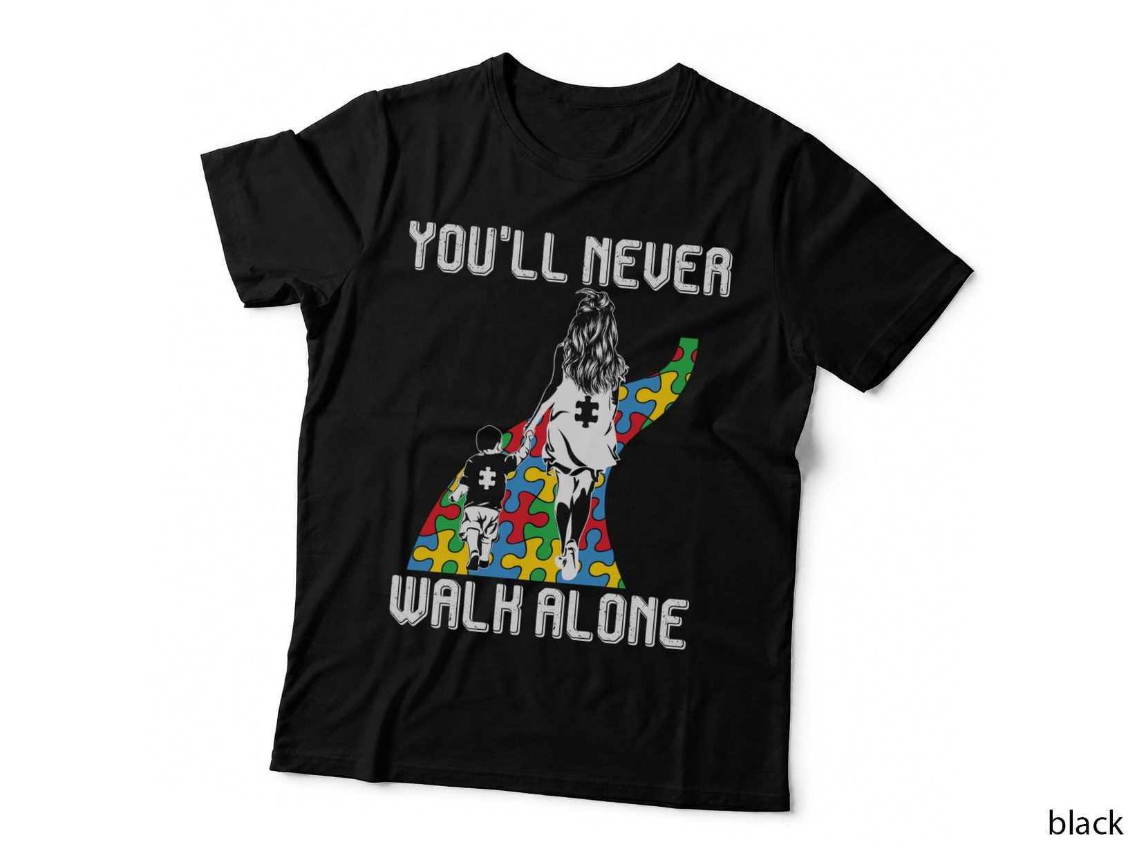 You'll Never Walk Alone Autism T-Shirt, Autism Awareness Puzzle Piece Family