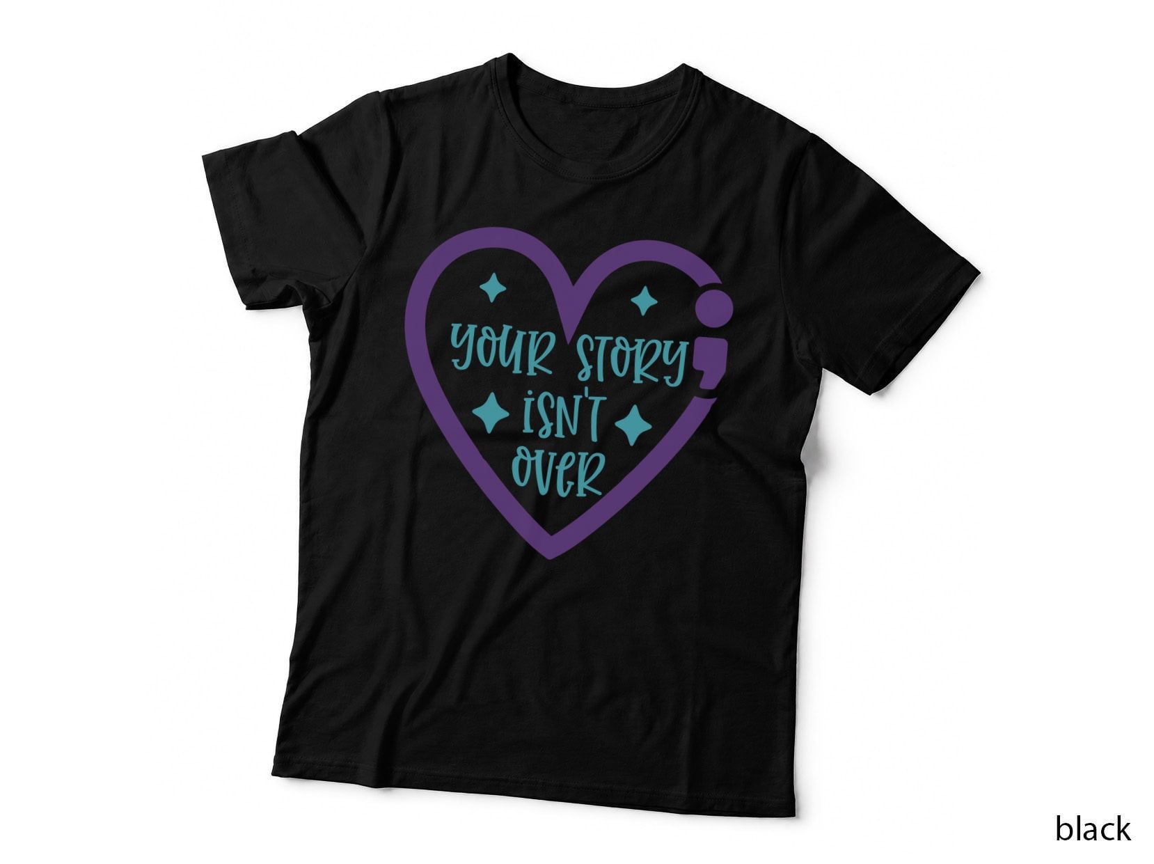 Your Story Isn't Over Suicide Awareness T-Shirt, Purple Heart with Stars