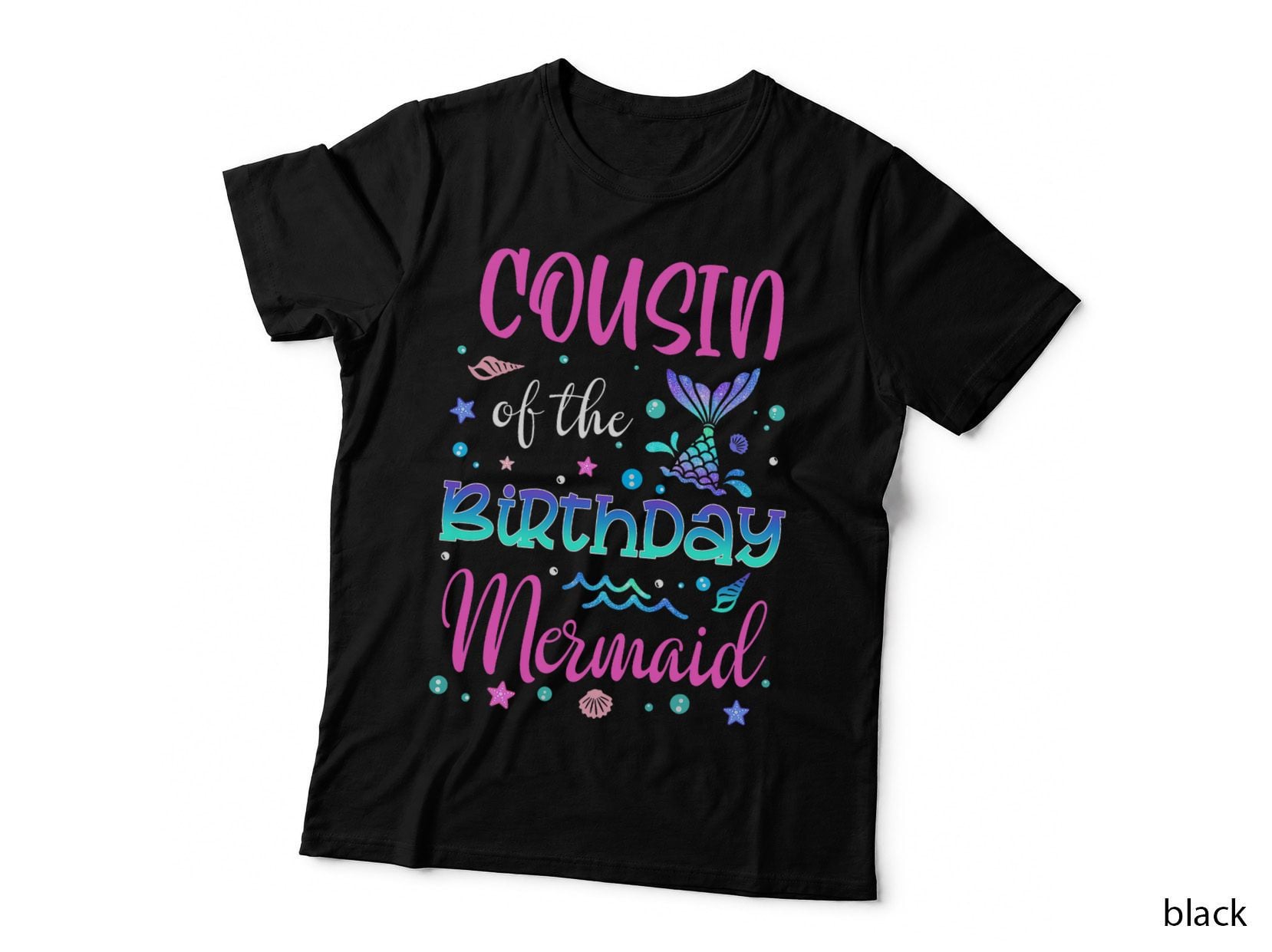 Cousin of the Birthday Mermaid Family Matching Party Squad T-Shirt