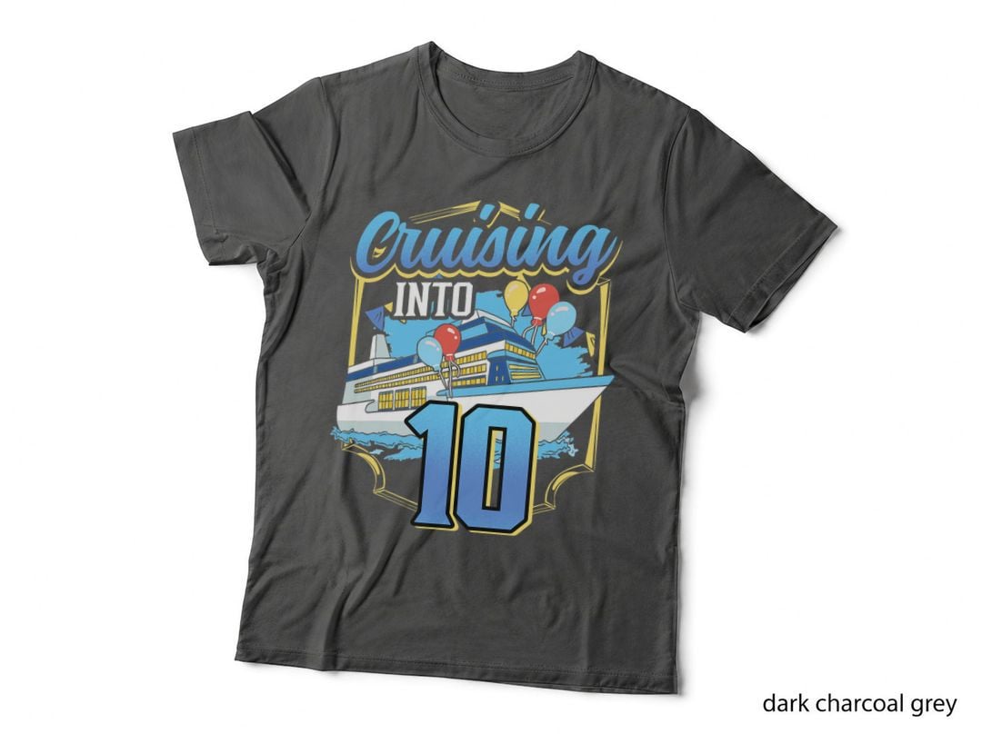 Cruising into 10 Birthday Cruise T-Shirt, Nautical Celebration