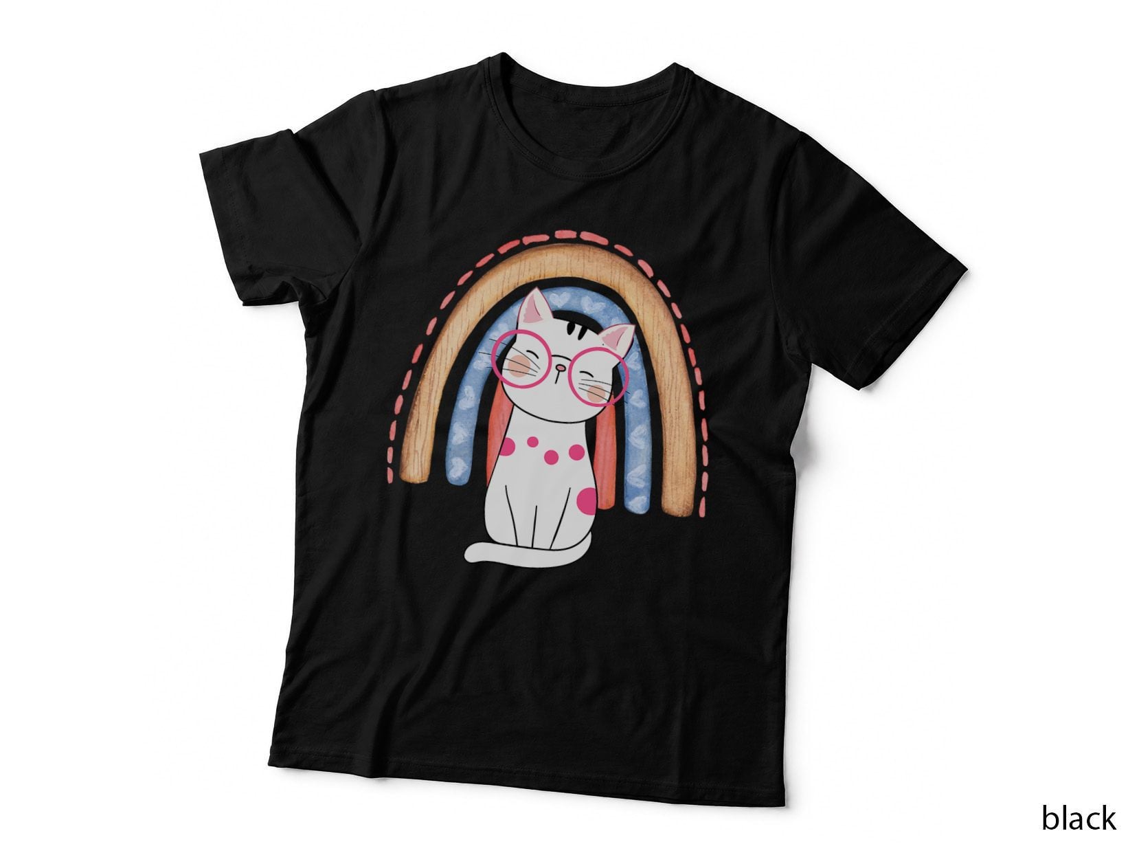 Cute Kitten Wearing Glasses Kids Birthday Gifts Lovely T-Shirt