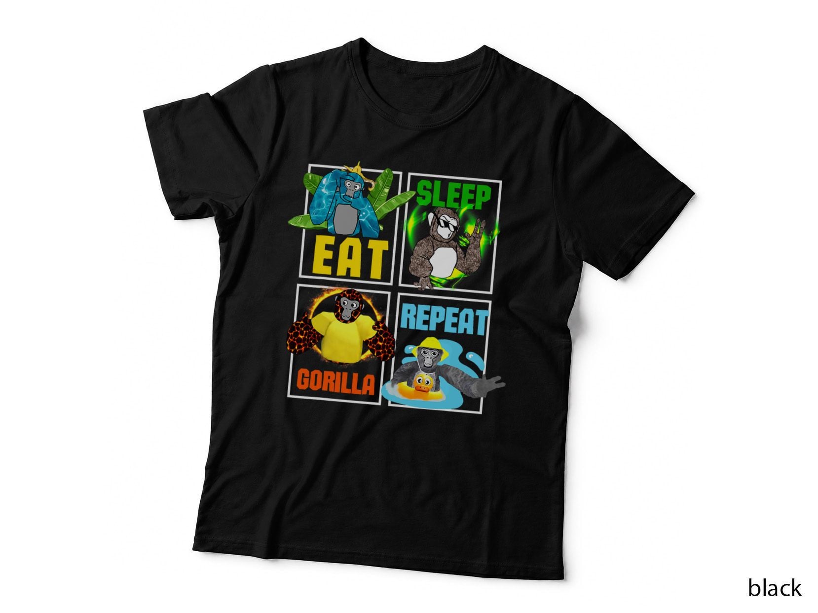Gorilla Monkey Tag VR Game Birthday Boys Eat Sleep Repeat T-Shirt