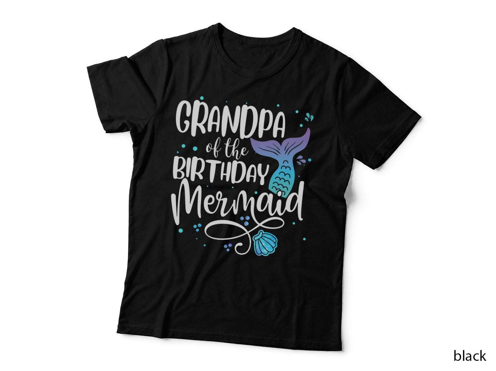 Grandpa of the Birthday Mermaid Family Matching Party Squad T-Shirt