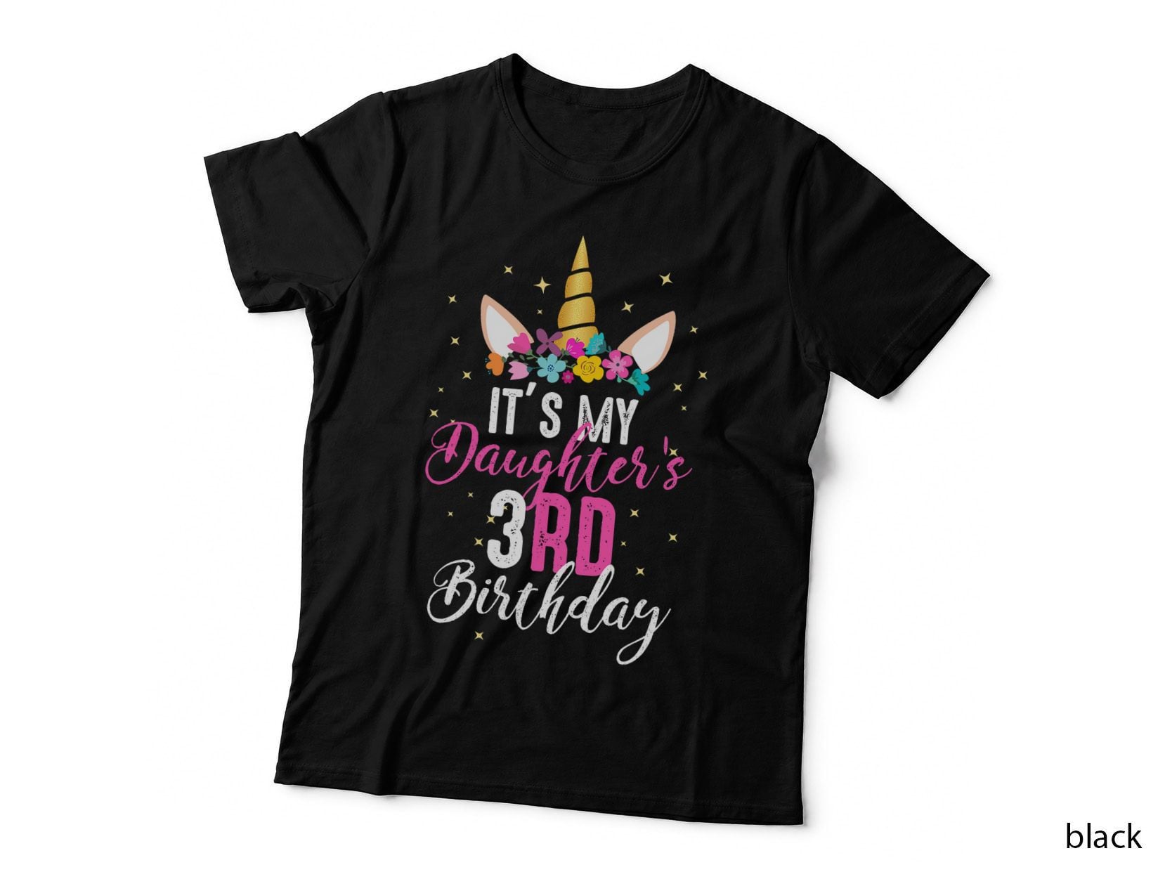 Its My Daughters 3rd Birthay Girl Gift Unicorn Birthday T-Shirt