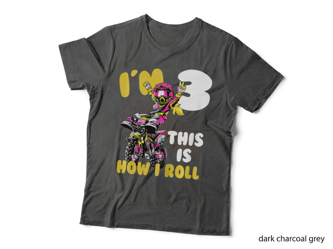 Kids Motocross Birthday Girl Little Toddler Is Three Years Old T-Shirt