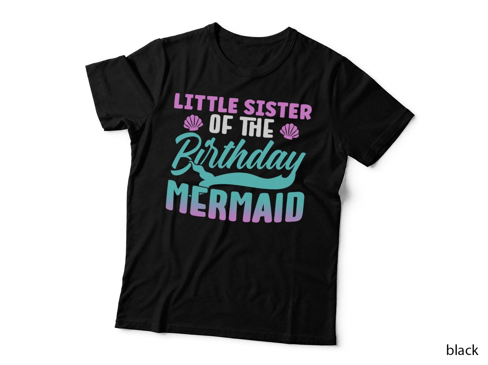Little Sister of the Birthday Mermaid T-Shirt, Mermaid Party Theme