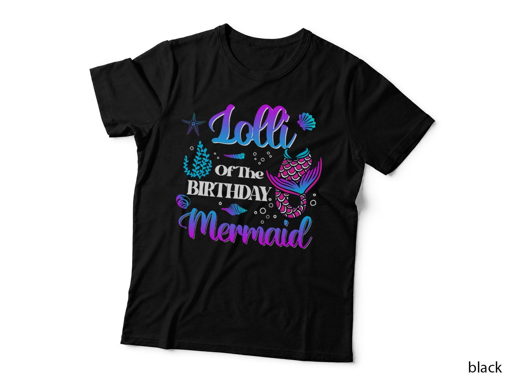 Lolli of the Birthday Mermaid Family Matching Party Squad T-Shirt