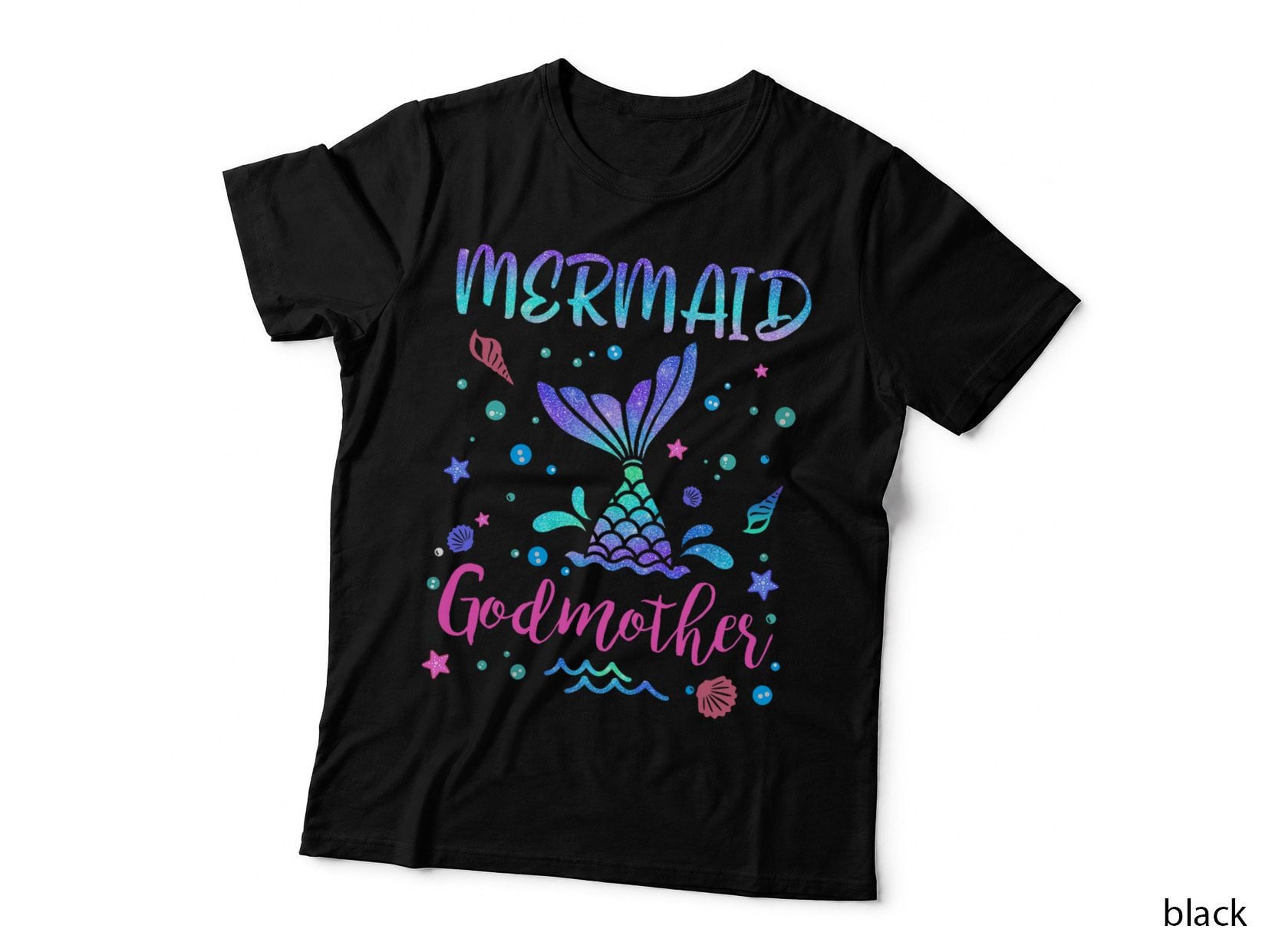 Mermaid Godmother Birthday Party T-Shirt, Matching Family Birthday Squad, White