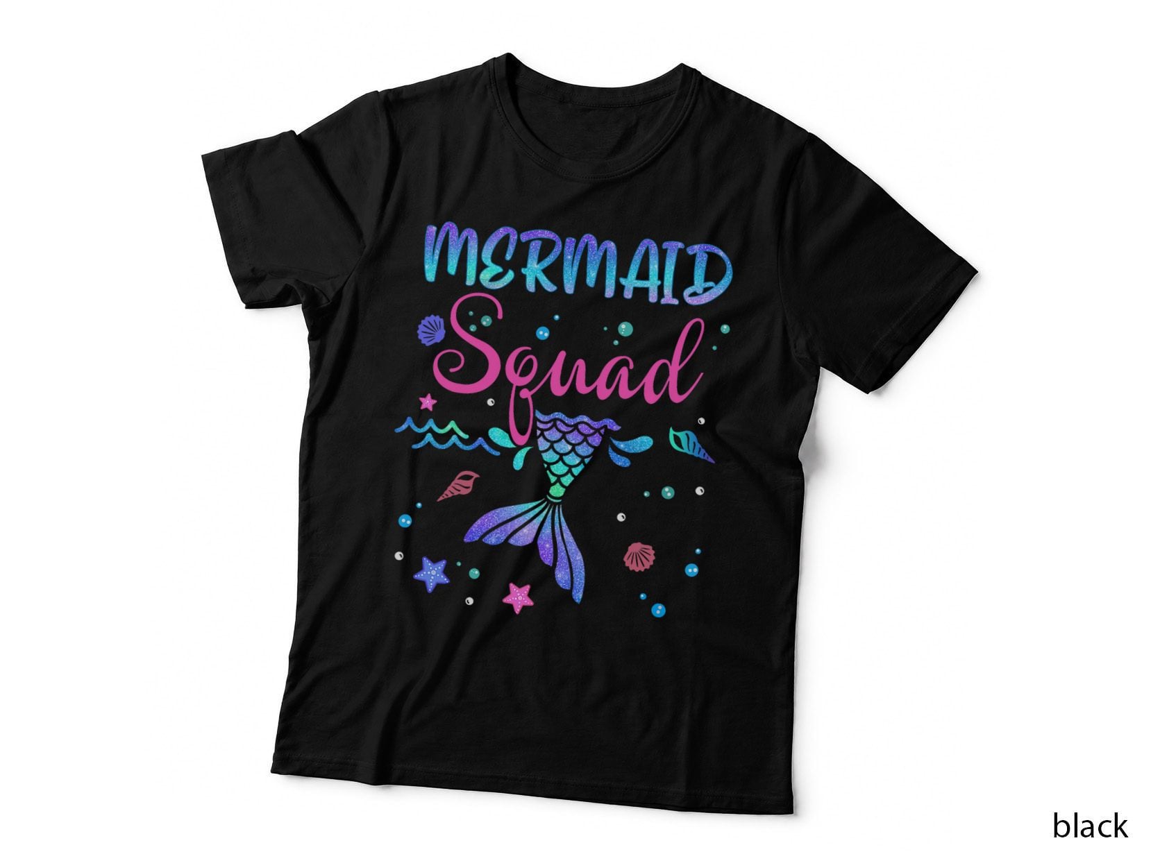 Mermaid Squad Birthday T-Shirt, Mermaid Tail Design, Family Matching Beach