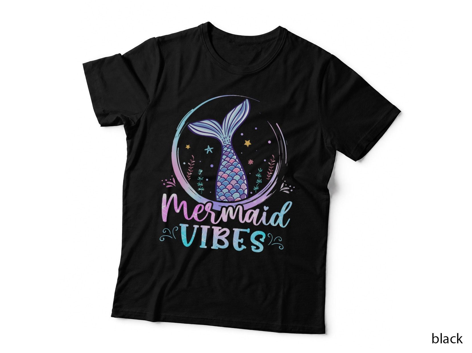 Mermaid Vibes Birthday Mermaid Tail Women Girls Party Squad T-Shirt
