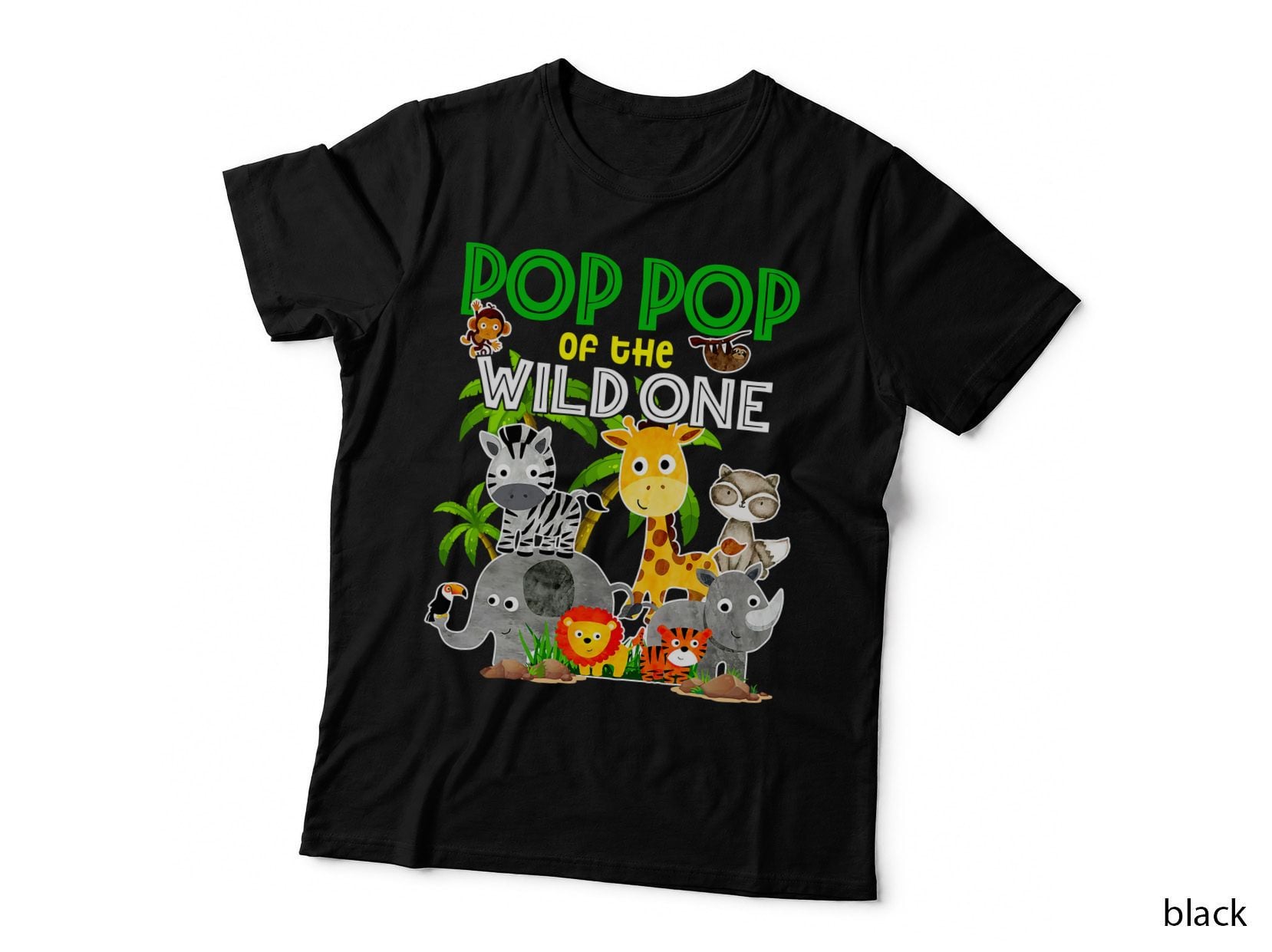 Pop Pop of Wild One Birthday Zoo Safari Jungle Animal T-Shirt