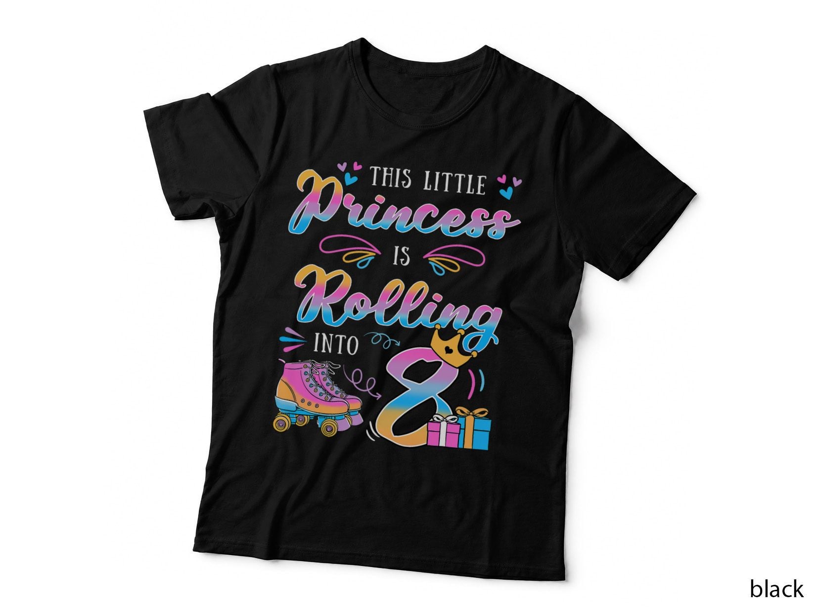 Princess Roller Skating Birthday T-Shirt, Birthday Party Theme